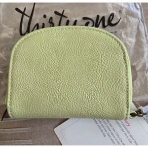 Thirty-One Retired Half-Moon Card Wallet Lemongrass Distressed Pebble NEW
